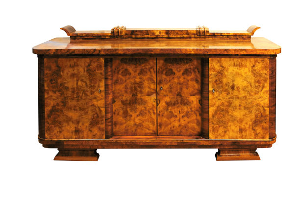 古老的装饰艺术古董橱柜，胡桃木图片下载
