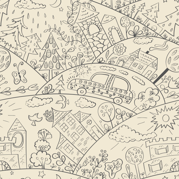 无缝模式与彩色房屋图片下载