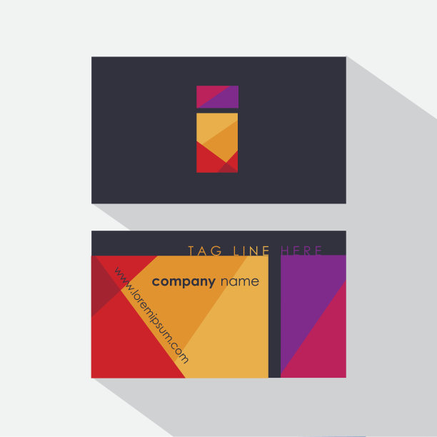 现代名片模板与彩色字母I图片下载