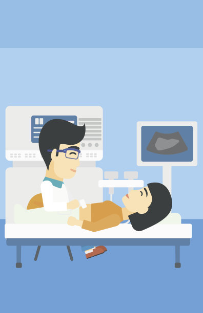 病人在超声检查中。图片下载