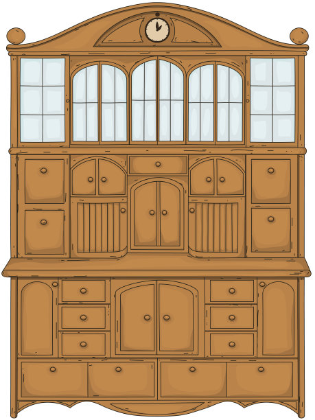 有很多门的老式自助餐。矢量插图。图片下载