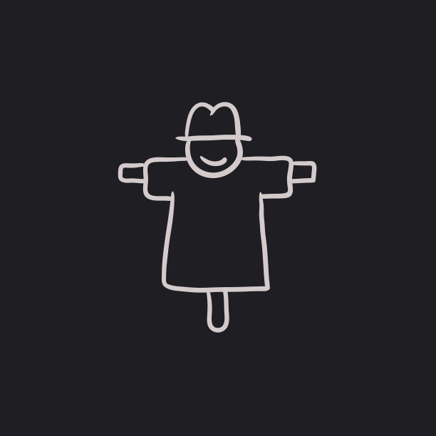 稻草人素描图标。图片下载