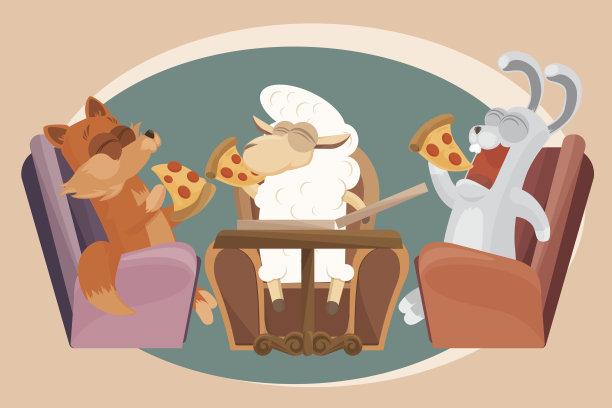 矢量插图。卡与羊朋友。图片下载