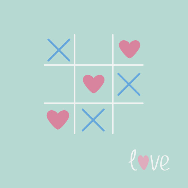 有十字和心标志的井字游戏图片下载