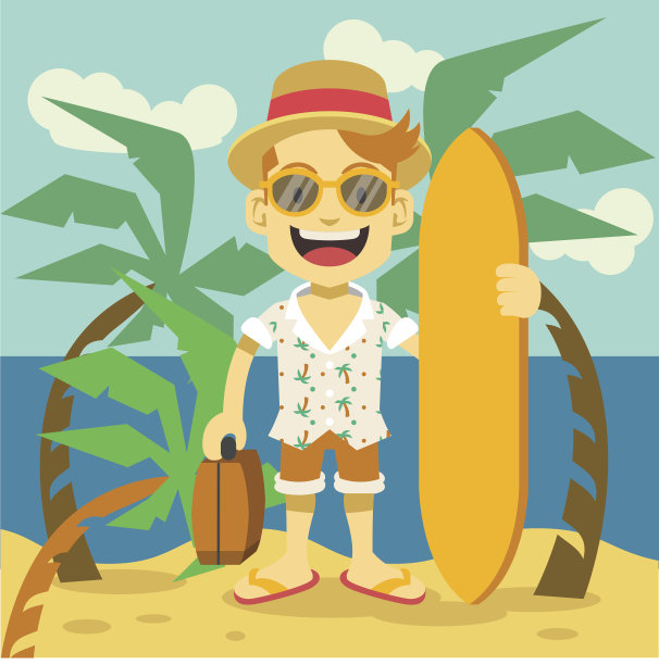 快乐旅游平面插图图片下载