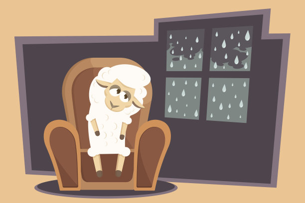 矢量插图。带着悲伤小羊羔的卡片。图片下载