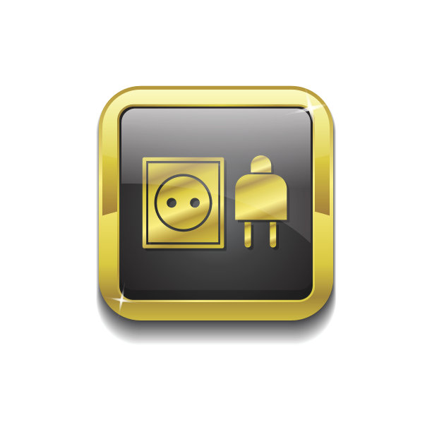 插头标志黄金矢量图标按钮图片下载