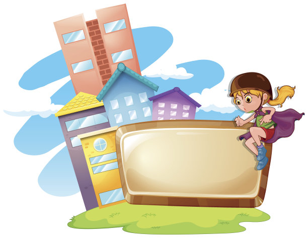 儿童和建筑的边界设计图片下载