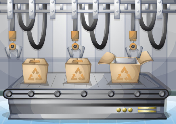 卡通矢量插图内部工厂与分离的层图片下载