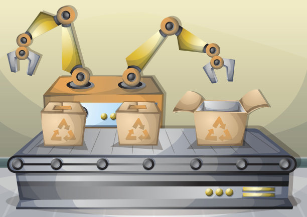 卡通矢量插图内部工厂与分离的层图片下载