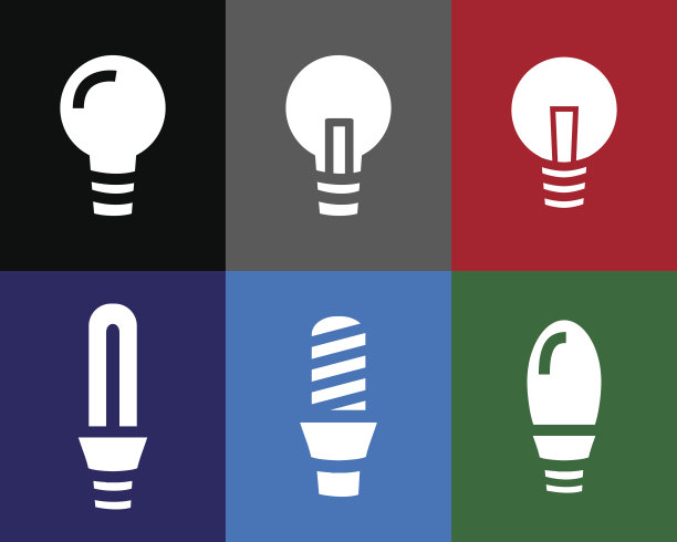 一组灯泡图标在模具风格图片下载