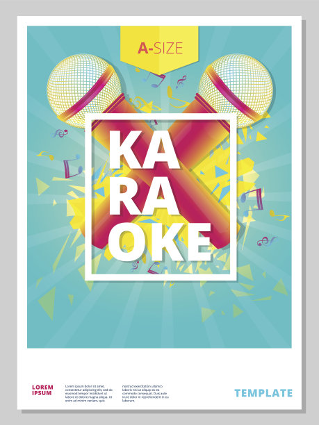卡拉ok派对传单或海报模板设计图片下载