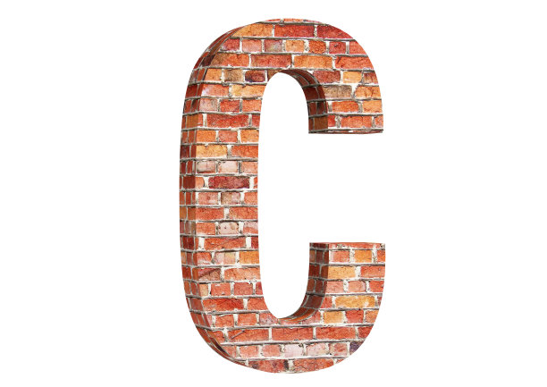 3D插图C砖块字体3D渲染素材图片