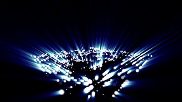 在黑色背景的3D芯片微处理器中抽象的蓝点和发光灯图片下载