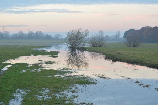 有雾的夜晚，淹没平原图片下载