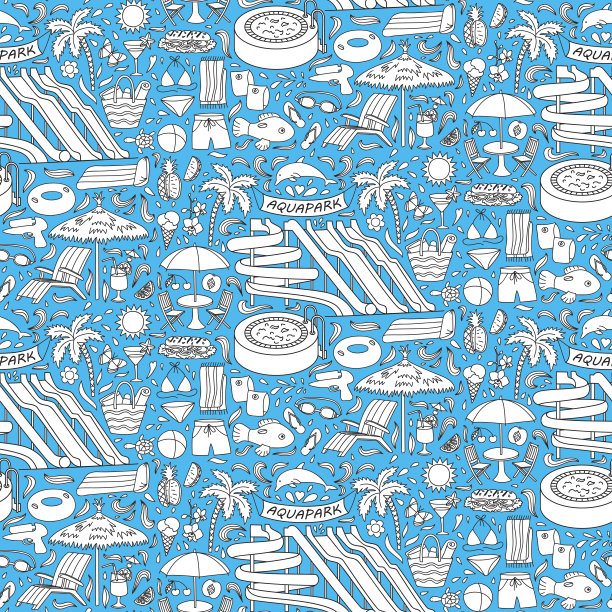 水上公园涂鸦无缝图案图片下载