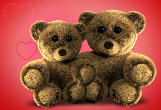 可爱的毛绒玩具熊3d渲染图片下载