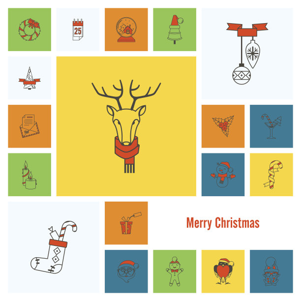 圣诞节和冬季图标收藏图片下载