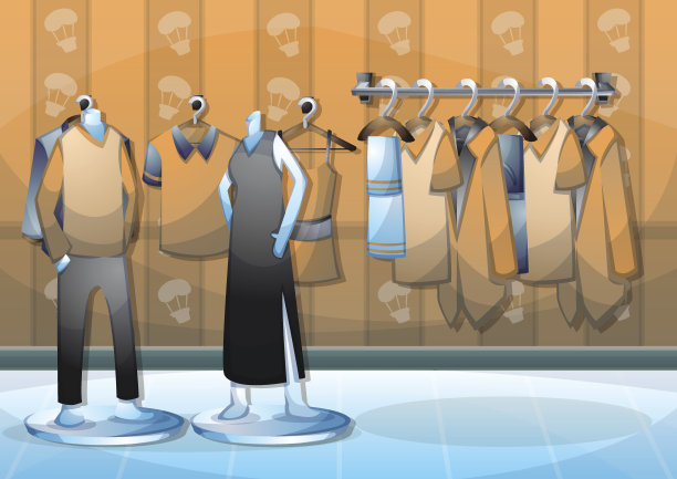 卡通矢量插图室内服装房间与分层图片下载