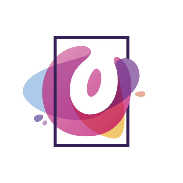 O字母图标在方形框架水彩飞溅背景。图片下载