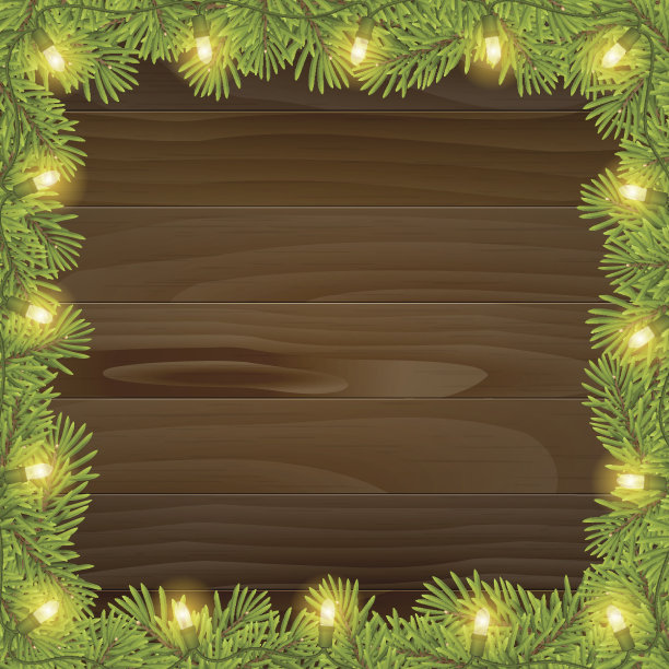 圣诞树框架孤立在木板背景上图片下载