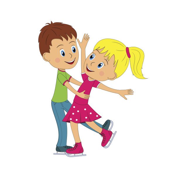 男孩和女孩在滑冰上跳舞图片下载