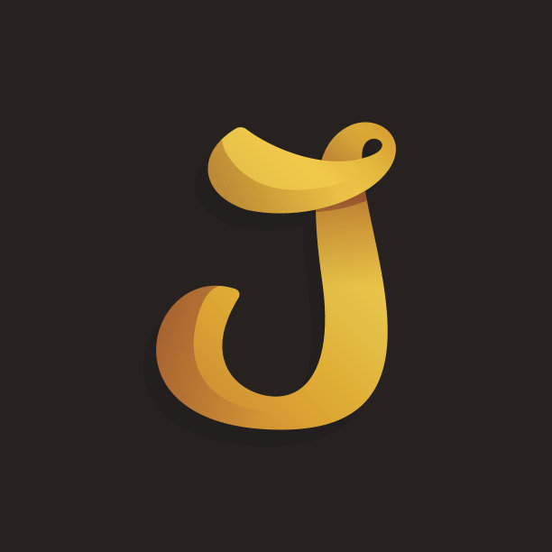 J字母图标在金色闪光的风格。图片下载