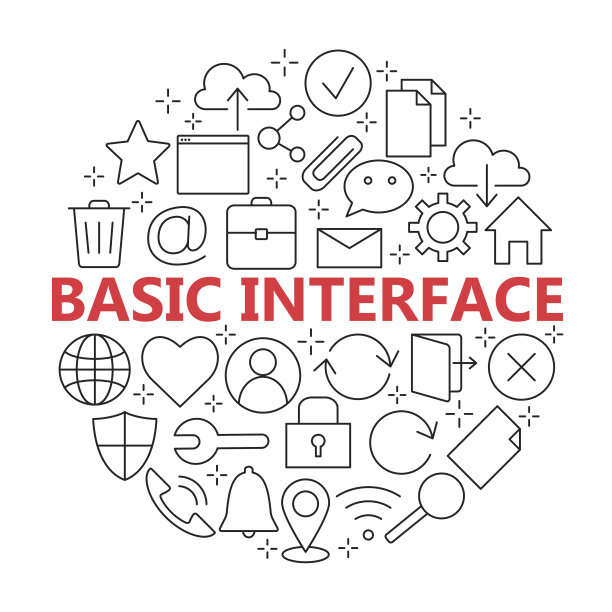 基本设置的网站图标导航，轮廓孤立矢量图片下载