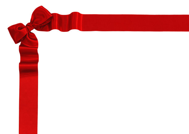 红色缎带与蝴蝶结孤立在白色背景图片下载