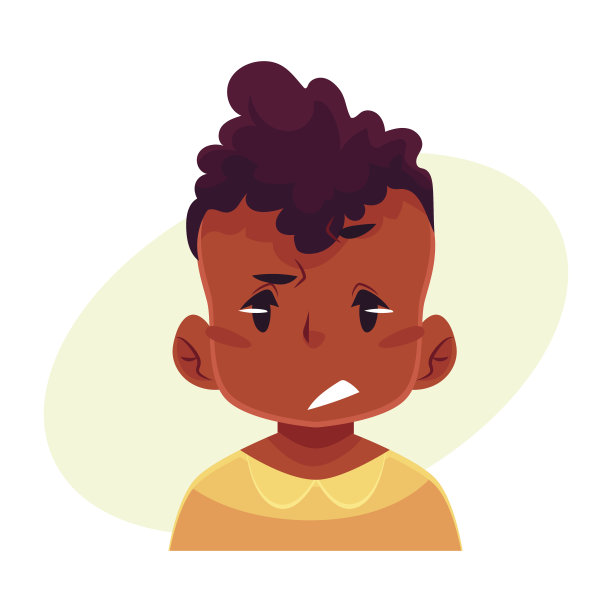 小男孩脸上露出不安、困惑的表情图片下载