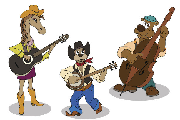 动物乐队。矢量卡通孤立的角色图片下载