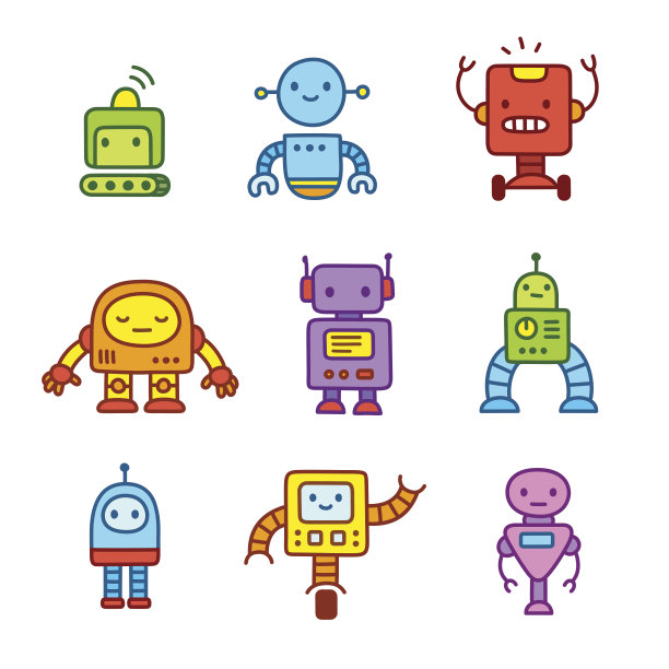 卡通机器人集。图片下载