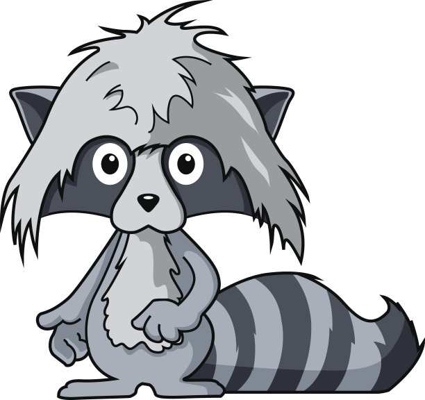 蓬头垢面的可爱浣熊正面对着我们。图片下载