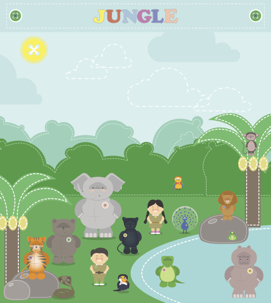 来自丛林的动物。丛林里的其他毛绒动物图片下载