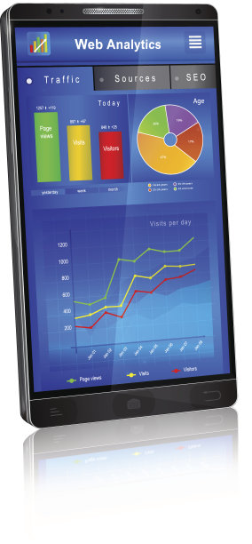 智能手机屏幕上的Web分析应用程序图片下载