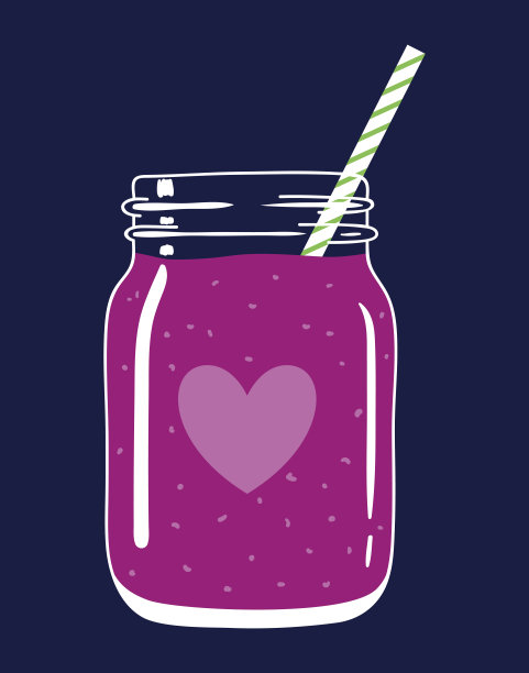 沙司装在玻璃罐里，用吸管和心形。矢量插图。图片下载