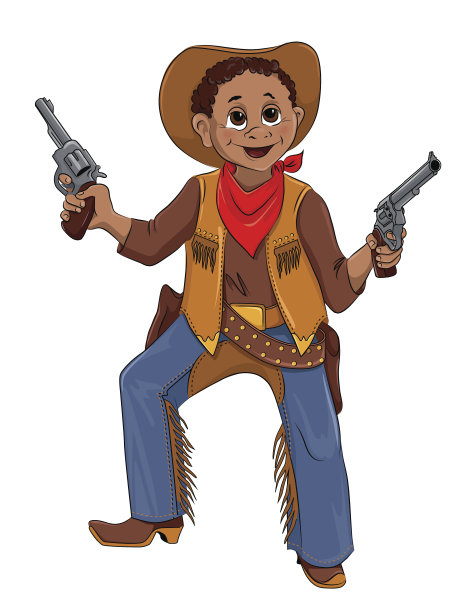 穿着狂欢节服装的小男孩，牛仔图片下载