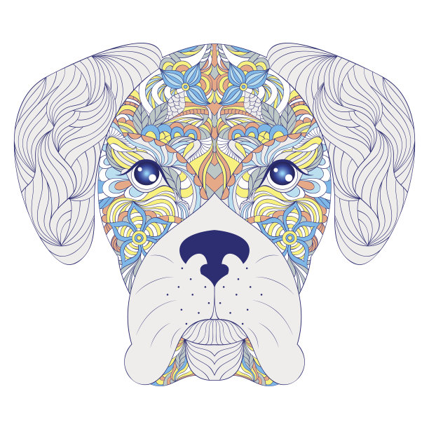 白色背景上的狗的头图片下载