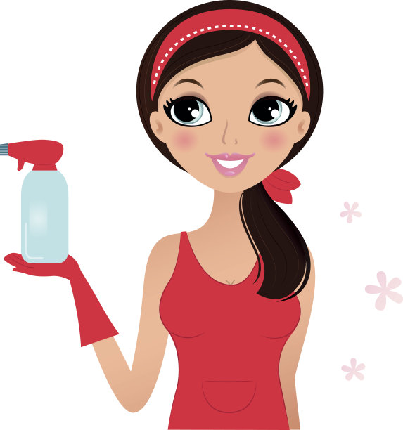 房子清洁工夫人孤立在白色图片下载