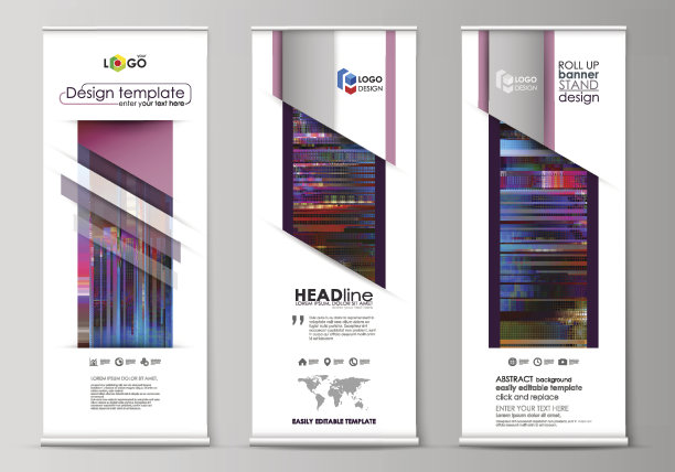 卷起的横幅，平面的设计模板，抽象的风格，现代图片下载