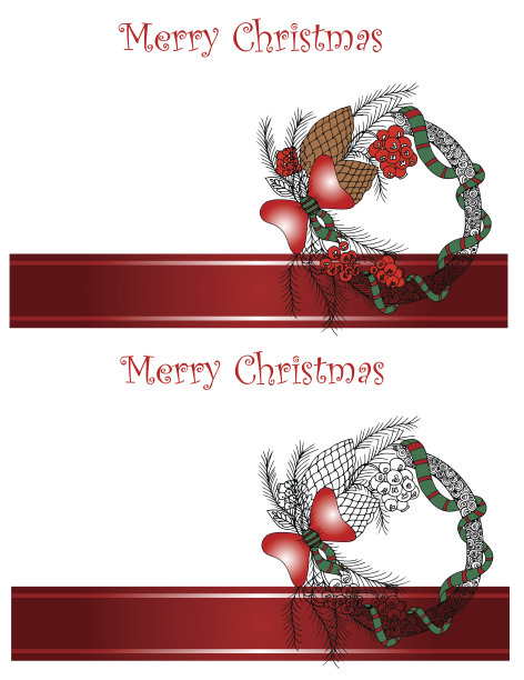 圣诞和新年矢量贺卡图片下载