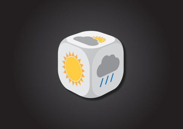 一个带有气象符号的骰子的3D插图图片下载