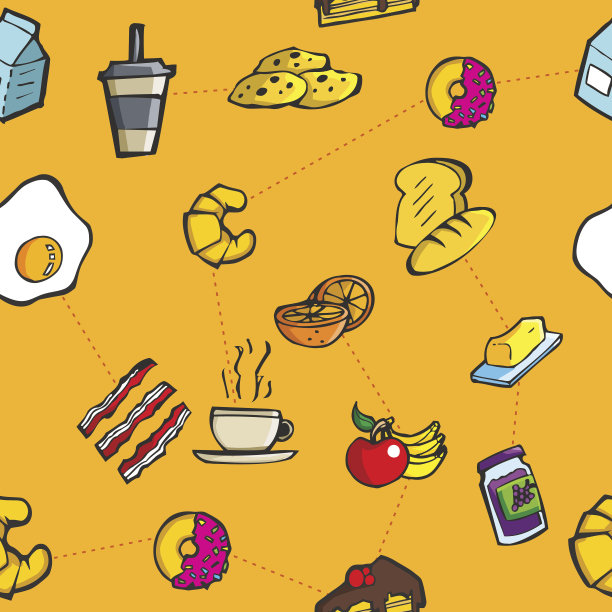 丰富多彩的早餐和膳食无缝模式图片下载