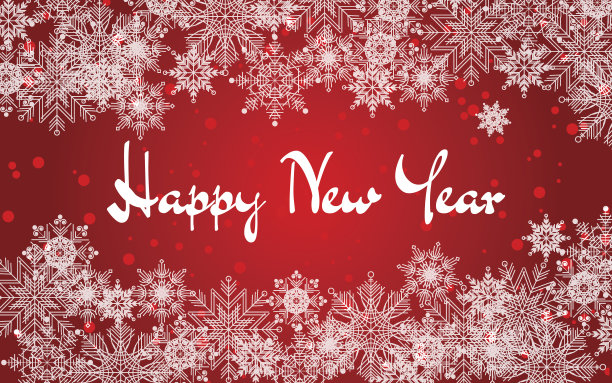 圣诞节和新年的背景是红色的雪花。图片下载