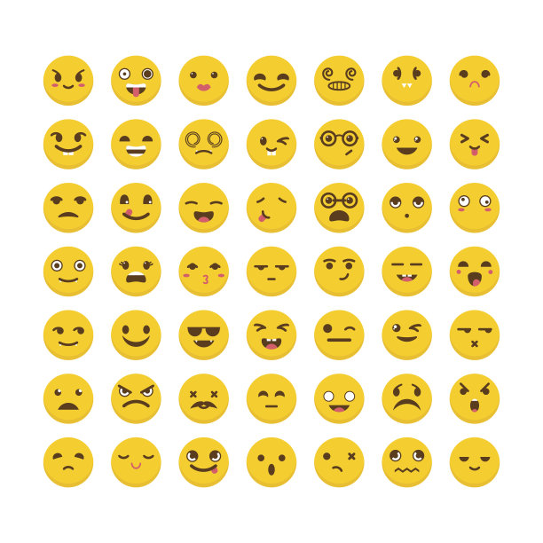 的表情符号。阿凡达。可爱的emoji图标。平面设计图片下载