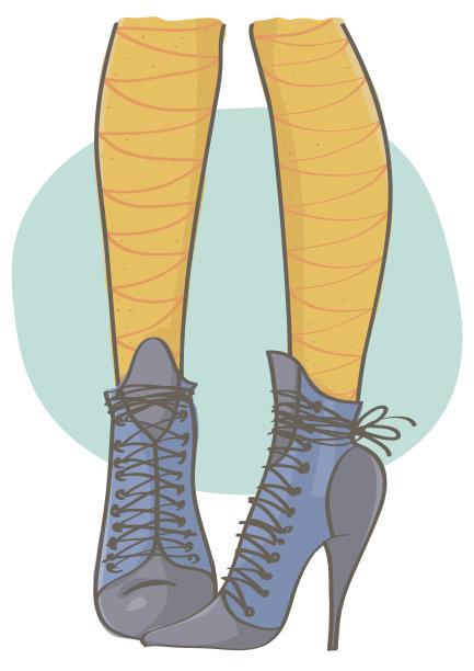 蓝色的高跟靴子和黄色的长袜图片下载