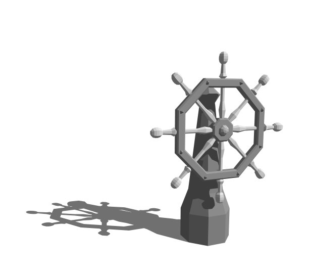 多边形船掌舵。孤立在白色背景上。图片下载