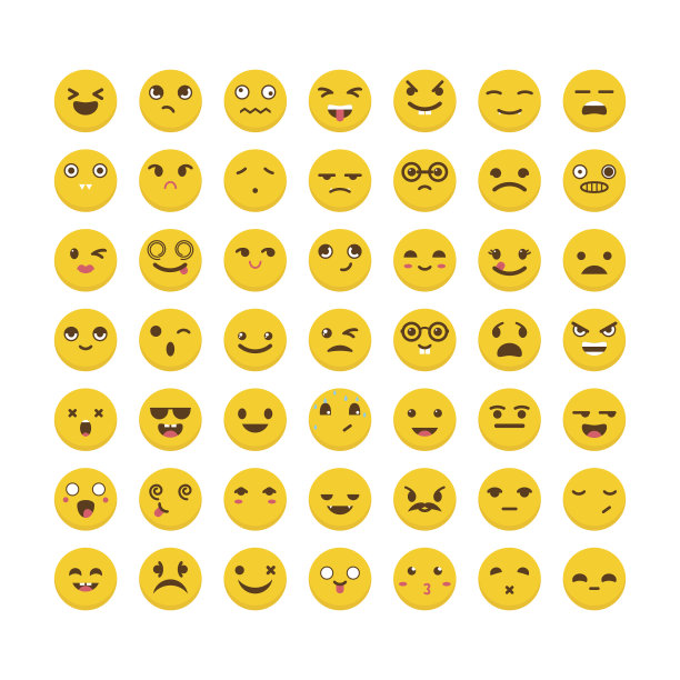 的表情符号。阿凡达。平面设计。可爱的emoji图标素材图片