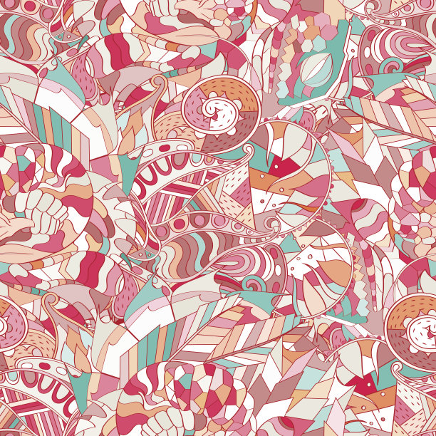 窗饰无缝模式。民族色彩丰富的曼海蒂涂鸦纹理设计。向量。图片下载