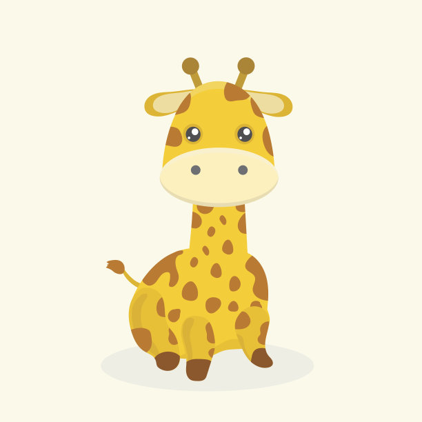 可爱的长颈鹿卡通。图片下载